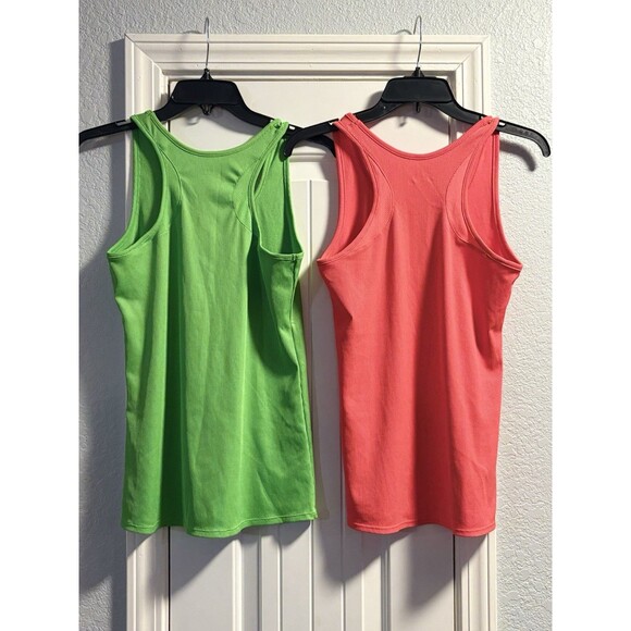 Under Armour Tank Tops Neon Pink Green Large Ribbed Activewear Gym Workout Run - Picture 5 of 6